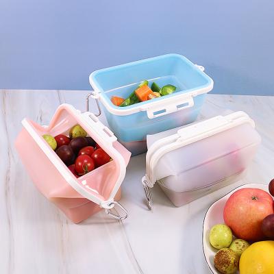 China Personalized Collapsible Folding Silicone Storage Lunch Box Eco-Friendly Folding Sustainable Silicone Bowl for sale