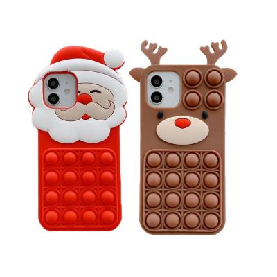 China Hot sale 3d silicone Santa Claus elks decompression bubble hole shockproof phone case for iphone 13 phone case for sale