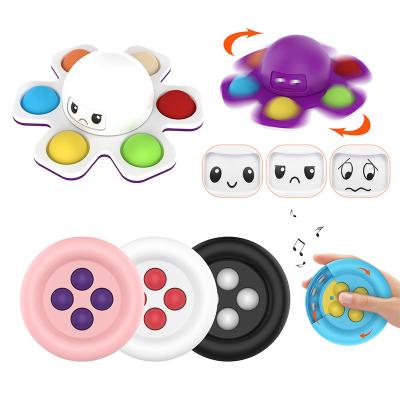 China Hot Selling Silicone+Plastic Stress Reliever Push Bubble Face Changing Wiggles Toy Face Octopus Fidget Spinner Bubble Toy for sale