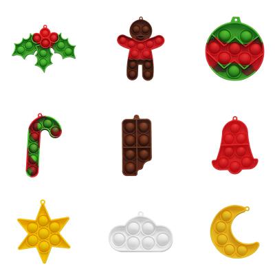 China New Arrivals Christmas Bubble Toy Stress Relief Finger Press Eco-friendly Non-Toxic Toys Set Key Christmas Tree Busy Person Chain Pendant for sale