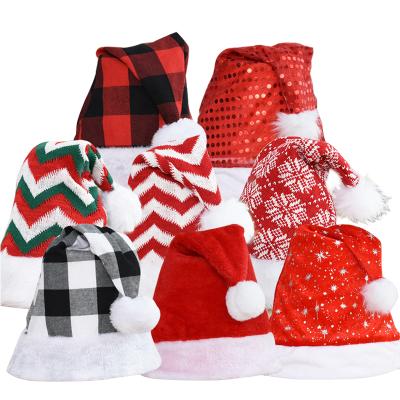 China 2021 Hot Selling Non-Woven Amazon Plush Ca p Christmas Suppliers Christmas Decoration Christmas Hat Santa Claus Hat for sale