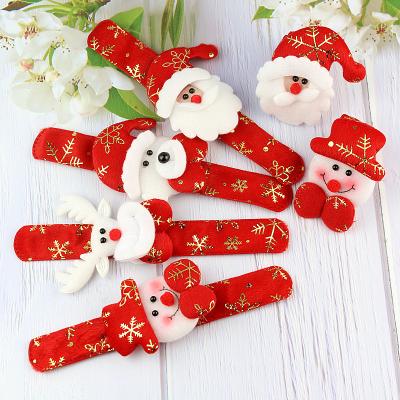 China Non-Woven Fabric + Shrapnel Christmas Circle Hand Strap Bracelet Children Gift Santa Claus Snowman Deer New Year Party Tapping Toys for sale