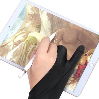 China Anti Fouling Anti Contact Supplies 2 Black Glove Tablet Drawing Glove Finger Artist Painting Gloves for Graphic Tablet Pen Display for sale