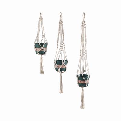 China Plant Modern Handmade Hanger Macrame Cotton Flower Indoor Decorative Pot Holder for sale