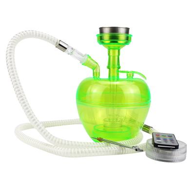 China Shisha Hookah Wholesale Apple Hookah Shisha Acrylic LED Hookah Set with Smoking Accessory Glowing SAN-304ah Customized BOX Technics Logo for sale