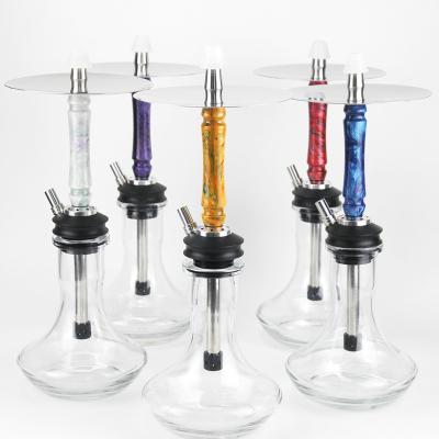 China Shisha Hookah Large Size Glass Material Shisha Black Colorful Rechargeable LED Light Chicha Wookah 6 Hoses Big Hookah Set for sale