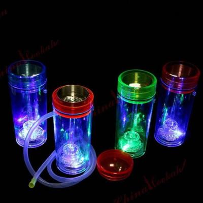 China 2020 Wholesale Portable Plastic LED Hookah Shisha Cups Set Light Up Travel Plastic Car Cup Smoking Hookah for sale