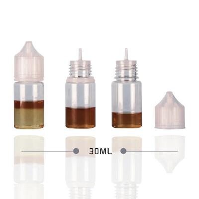 China Easy Built In Clear PET 30ml Eye Dropper Cap Plastic Empty Liquid Clear Water Bottle Long Tip for sale