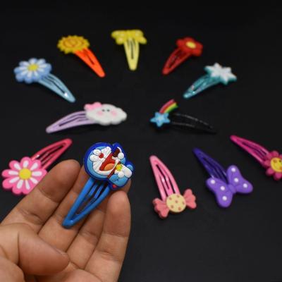 China Hot Selling Hair Accessories Ins PVC Metal Hair Clips Cute Mickey Minnie Flower Cheap Nice Hair Clips For Kids for sale