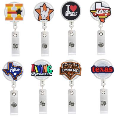 China Deluxe Cute Popular Custom Worker Doctor Student Educators Office Nurse Cartoon Badge Reel Clip Retractable ID Card Holder for sale