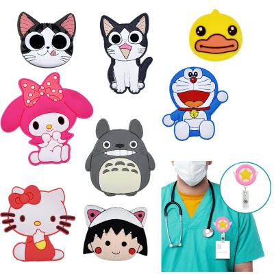 China Luxury Cute Cartoon Series Cat Lady Girl Women Nursing Nurse Doctor Felt Retractable Badge Holder Reel Props for sale