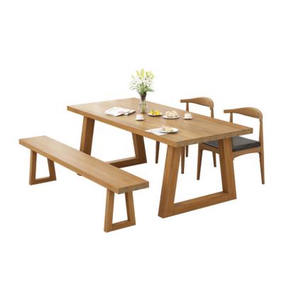 China Nordic retro long durable simple modern rectangular solid wood dining table and solid wood chair combination for sale