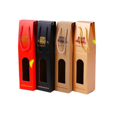 China Recyclable Red Wine Packing Custom Corrugated Gift Box Red Wine Color Cardboard Paper Cardboard Handbag Packing Set for sale