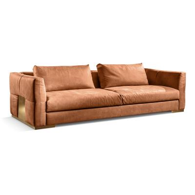 China Other Living Room Sofa High End Northern Europe Italian Genuine Leather Three Seater Leather Sofa for sale