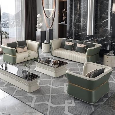 China Post Modern Post Modern Living Room Sofa Sets Light Luxury Genuine Leathe Sofa Home Furniture for sale