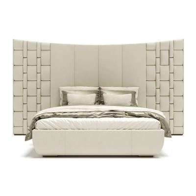 China Super King Size Bed Italian Contemporary Leather Luxury Large Slipcovered Bed Headboard for sale