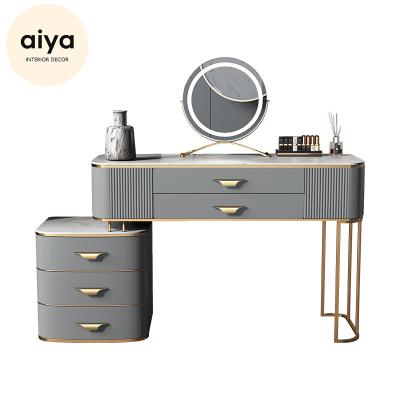 China (Other)Adjustable Luxury Gold Mirrored Dressing Table With 2 Drawers Small Simple Bedroom Dressing Table Modern Bedroom Vanity Table for sale