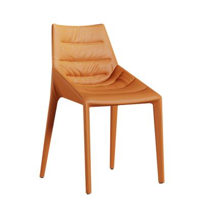 China Simple Design Modern Italian Genuine Leather Chairs Home Dining Chairs for sale