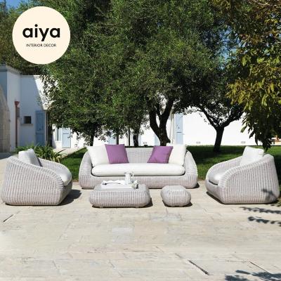 China Outdoor Courtyard Three Person Rattan Outdoor Sofa Chair Easy Carry Combination for sale