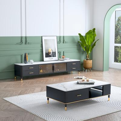 China Other Coffee Table Luxury Marble TV Stand TV Stand Set Nordic Modern Living Room Furniture for sale