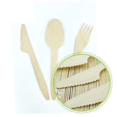 China Honey Kitchen Butter Fork And Disposable Knife Spoon Fruit For Kids Disposable Eco-Friendly Biodegradable Wooden Cutlery Set 160mm for sale