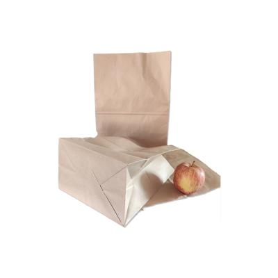 China Recycled Materials 12# Brown Kraft Paper Fast Food Kraft Paper Bag Square Bottom for sale