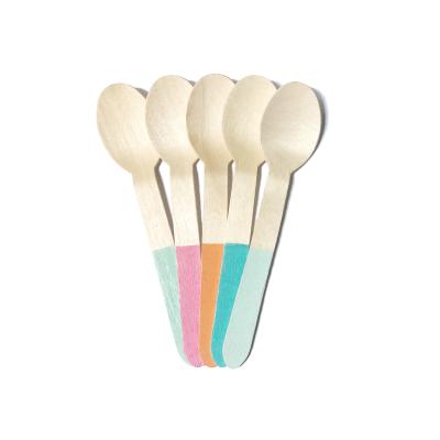 China Disposable Different Color Printing Customized Biodegradable Wooden Disposable Cutlery for sale