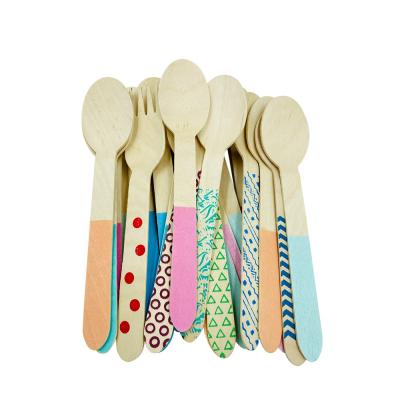 China Disposable Cutlery Natural Biodegradable Wood Spoon Knife Fork Spoon Wooden Cutlery for sale