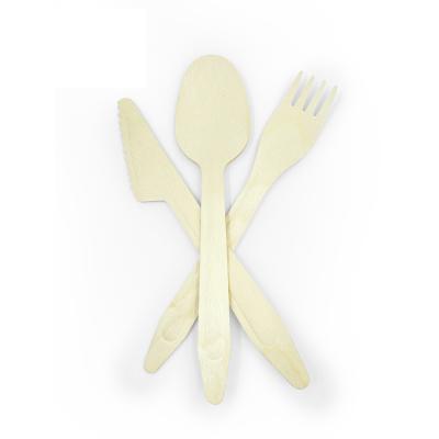 China Disposable Wooden Disposable Cutlery Set Including Wooden Forks Spoon And Knives Custom Wooden Cutlery for sale