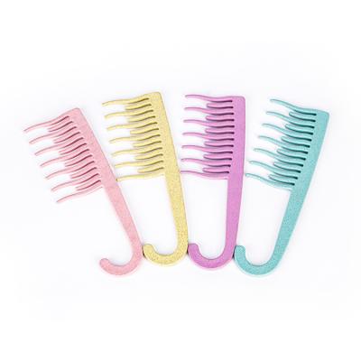 China China Factory Wholesale Home/Salon/Bathroom Recycled Tooth Comb Wheat Straw Plastic Wide Wavy Comb For Long Thick Hair for sale