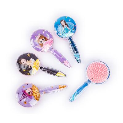 China Newest Fashionable Appearance /Comfortable Cartoon Design Style Hair Brush For Girls Air Cushion Comb Glitter Hairbrush for sale