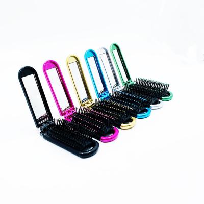 China New Design Long Handle Travel Folding Promotional Gift Comb With Mirror for sale