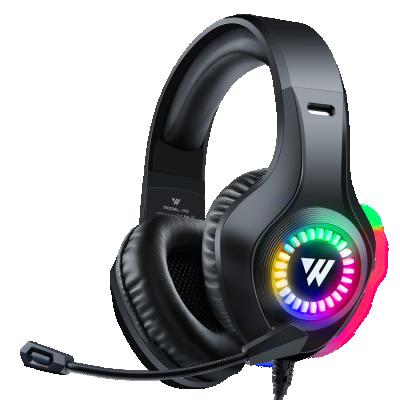 China Hot Selling 3d Headband RGB Light Stereo Sound Canceling Computer Over Wire Earphone Headphone By Ear Play for sale