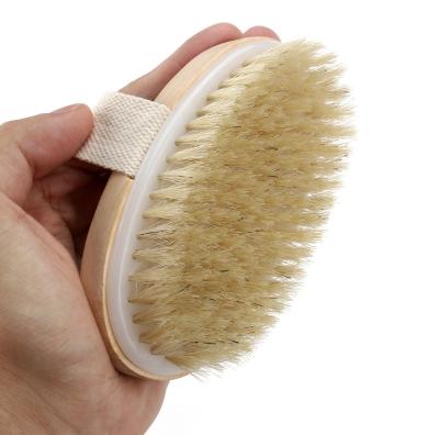 China Exfoliating Wooden Body Massage Shower Brush SPA Woman Man Skin Care Dry Body Brush for sale