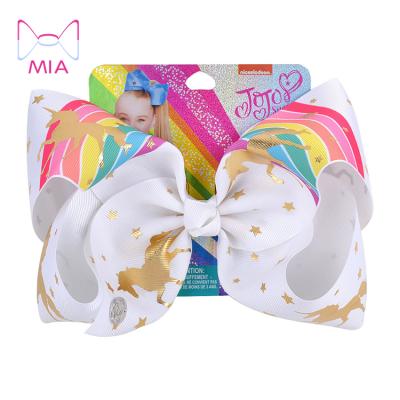 China Fashionable 8 Inch Jojo Siwa Christmas Unicorn Children's Hair Mia Free Shipping Bow Hairpin 061 for sale