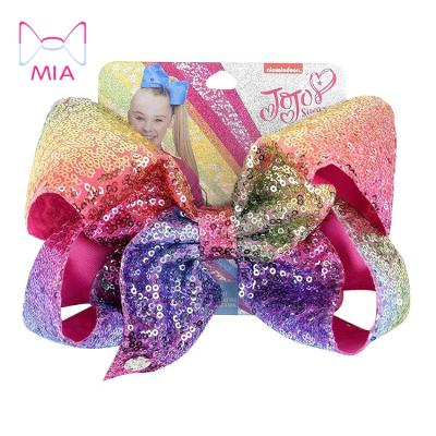 China European and American gradient style Mia Free Shipping new JOJO large 8 inch bow hairpin girl hair bow sequined hair accessories 812 for sale