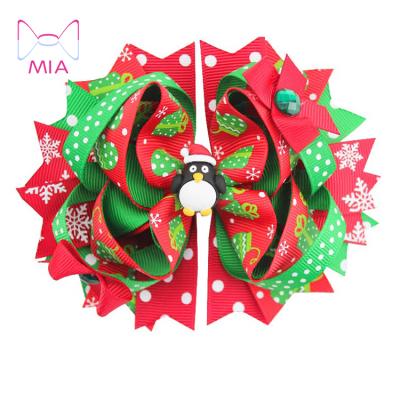 China Trendy Christmas Hair Bows Snowman Holiday Hair Cuts Winter Girl Hair Accessories for sale