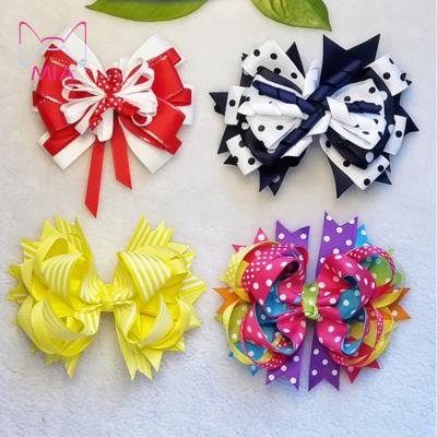 China Factory Wholesale Trendy Large Hair Bows With Clips For Kids Grosgrain Ribbon Hairbow Handmade Baby Hair Bow Accessories for sale