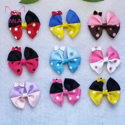 China 2.75 Inch Latest Sweet Multi Color Dot Ribbon Bowknot Small Size Hairbow With Clip Kids Hair Accessories for sale