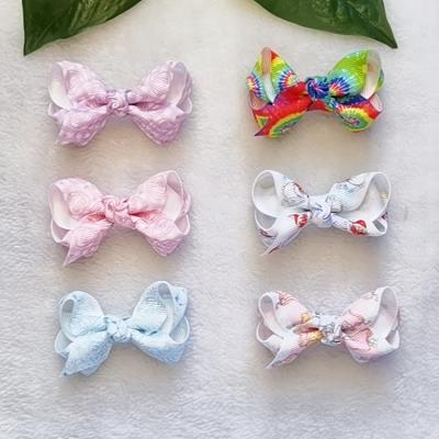 China MIA Fashionable Cute 2.5 Inch Baby Hair Bow Flora Ribbon Hair Accessories Hairpins For Kids for sale