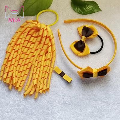 China Fashionable 4pcs/set Ponytail Joke Flame Hair Holder Ties Headband and Hair Clip Hair Accessories for Girls for sale