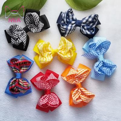 China Fashionable Ribbon Bowknot Hairpin Grosgrain Ribbon Hangs Clips Hairpin Bow Platypus Clip For Babies Kids Hairbow for sale