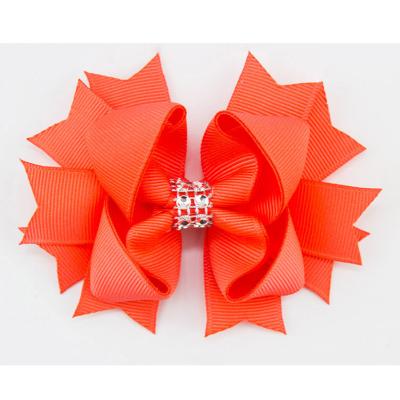 China Sweet Fashion 4.5 Inch Diamond Chain Grosgrain Center Ribbon Hair Bow Babies Hair Accessories Lovely for sale