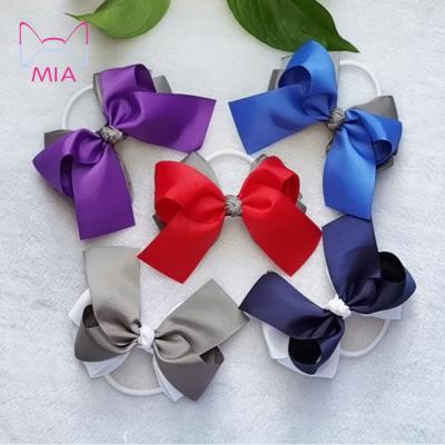 China Creative 4 Inch Ribbon Bowknot Hair Bow Hair Tie Fashion Design Kids Girls Hair Bands for sale