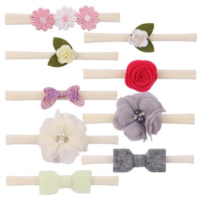 China 2425 Head children's hair accessories wrap lovely baby princess headband soft traceless flower elastic headband for sale