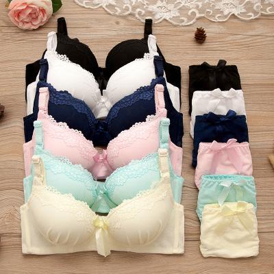 China Sexy water bra sheer color lace no steel ring girl bra gathered small chest adjustable thin reggiseno BH support bra set for sale