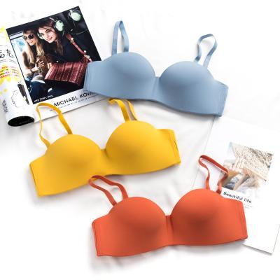 China UB1280 Dropshipping breathable comfort fitted straps bra tube solid color teen girls push up 3/4 wireless b bra small cup seamless bra for sale