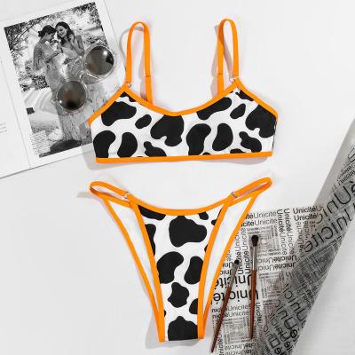 China K5001 women's wear breathable bikini set women's ladies bathing halter sexy woman triangle print fashion cow swimsuit for sale