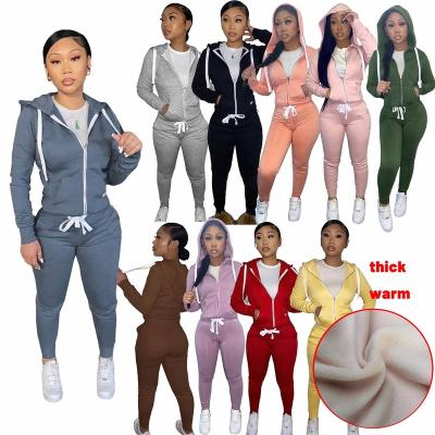 China Breathable Winter Women Fall Clothes Custom Hoodie Set Cotton Sweatsuit Women Tracksuits Sports Joggers 2 Pants Two Piece Set for sale