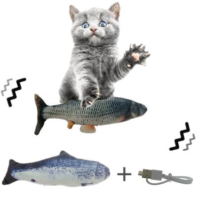 China 30CM Simulation Dancing Cat Toy Fish USB Viable Electric Charging Jumping Moving Soft Fish for sale